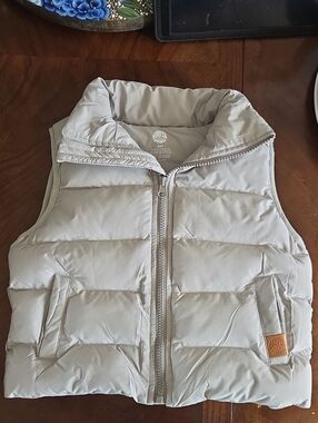 Children's Light Gray Quilted Puffer Vest with Stand Collar
